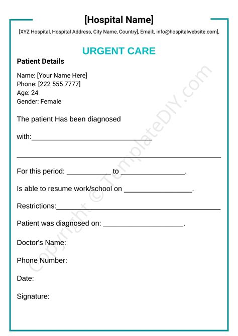 Urgent Care Doctors Note Template Excel Templates Excel Templates