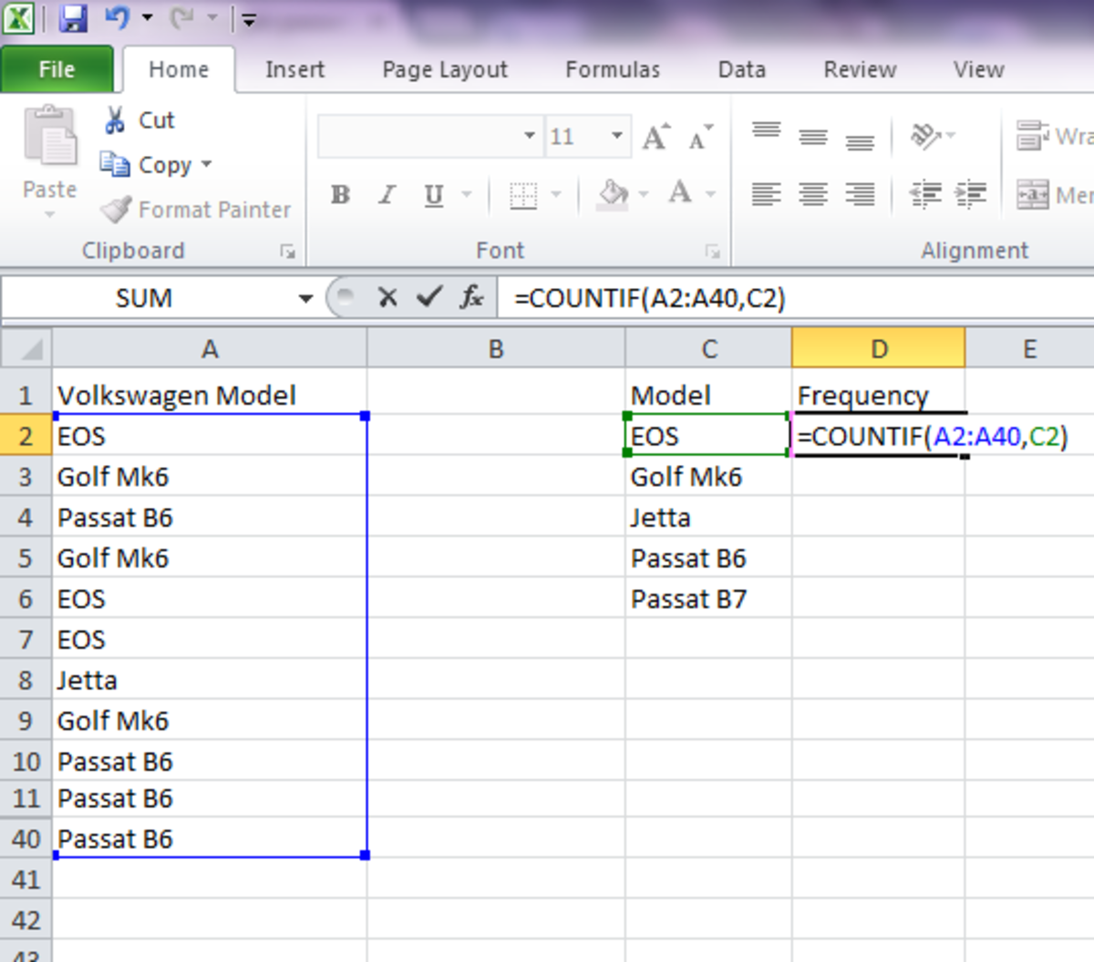 Using Excel Countif Function In Frequency Distribution Owlcation