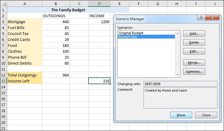 Using Scenarios In Excel