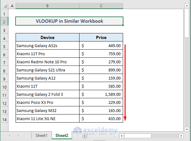 Vlookup Example Between Two Sheets In Excel Exceldemy