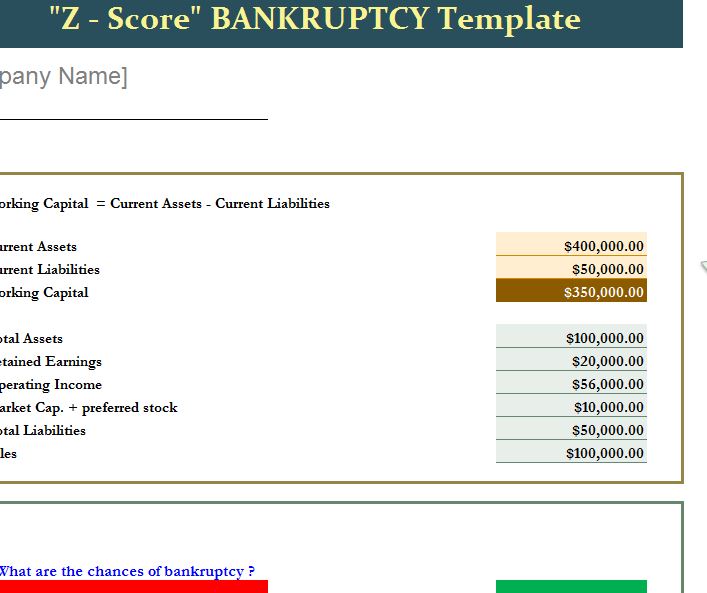 Z Score Bankruptcy Template And Instructional Guide